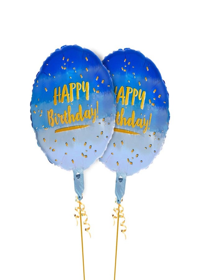 AMFIN® (Pack of 2) 18 Inch Happy Birthday Foil Balloon/Birthday Party Decoration Material/Birthday Balloons for Decoration - Blue - Image 1